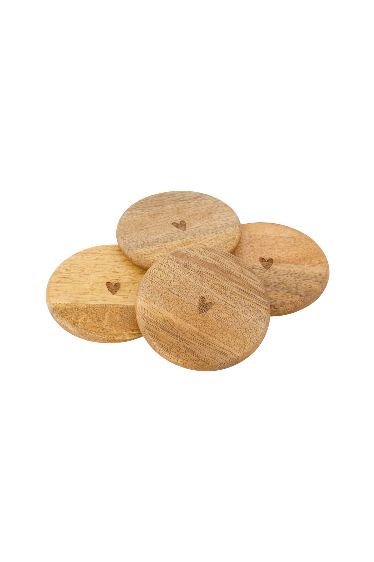 Zusss Glasonderzetters hout hartje Set van vier