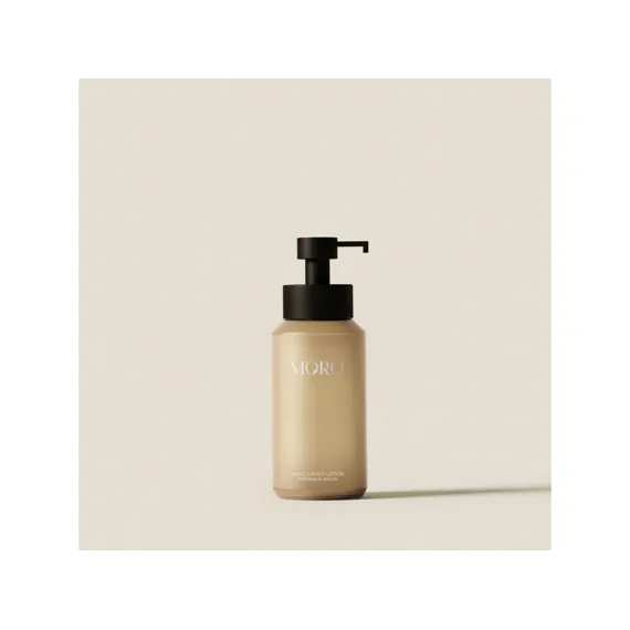 Moro Essentials hand- en bodylotion met santal- en violettegeur in een stijlvolle flacon