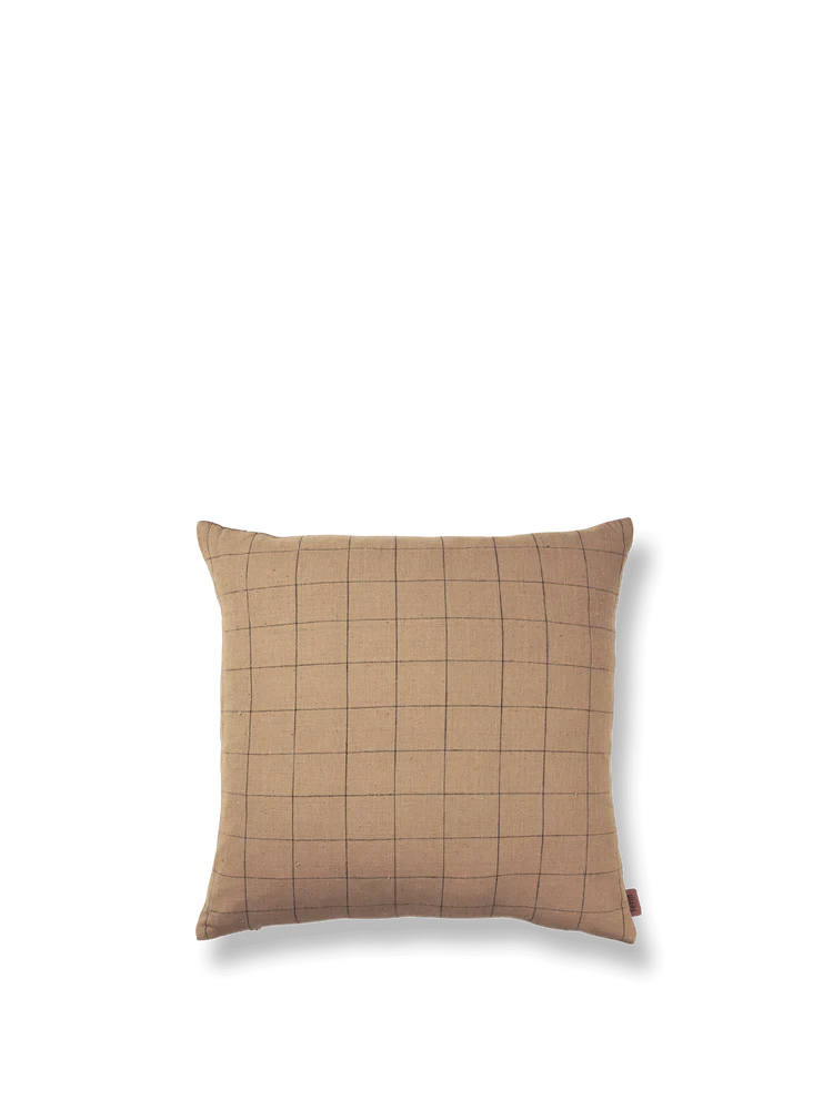 Ferm Living Brown Cotton Grid Cushion - Oosterlinck