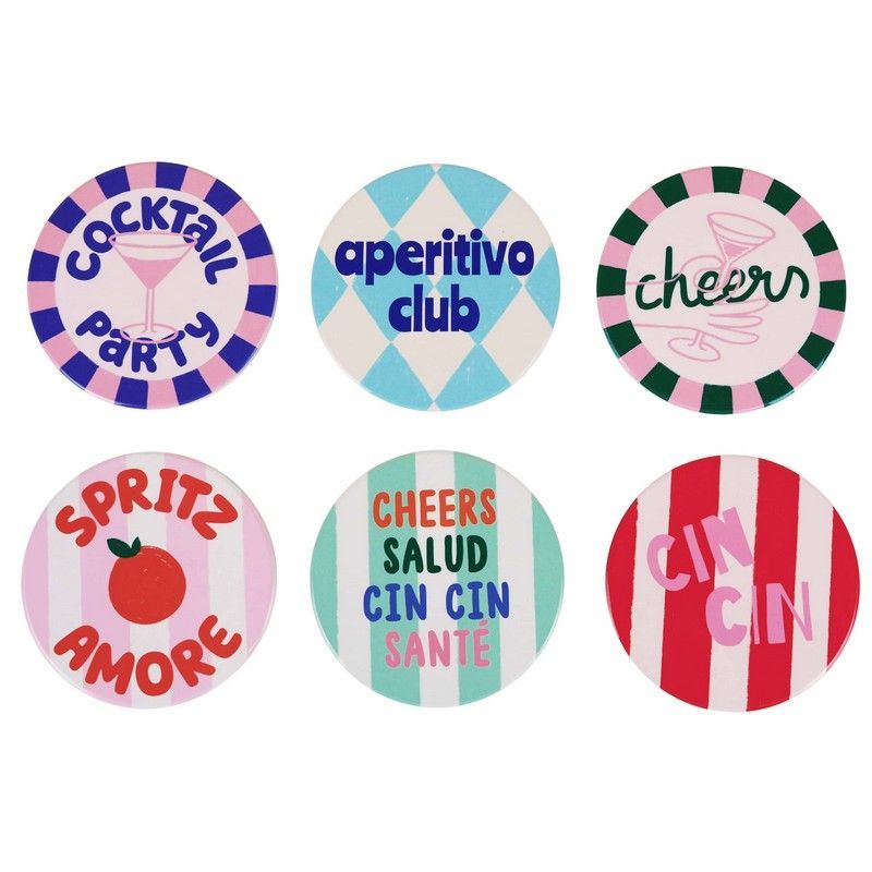 Atelier Pistache Onderzetters cocktail club set/6