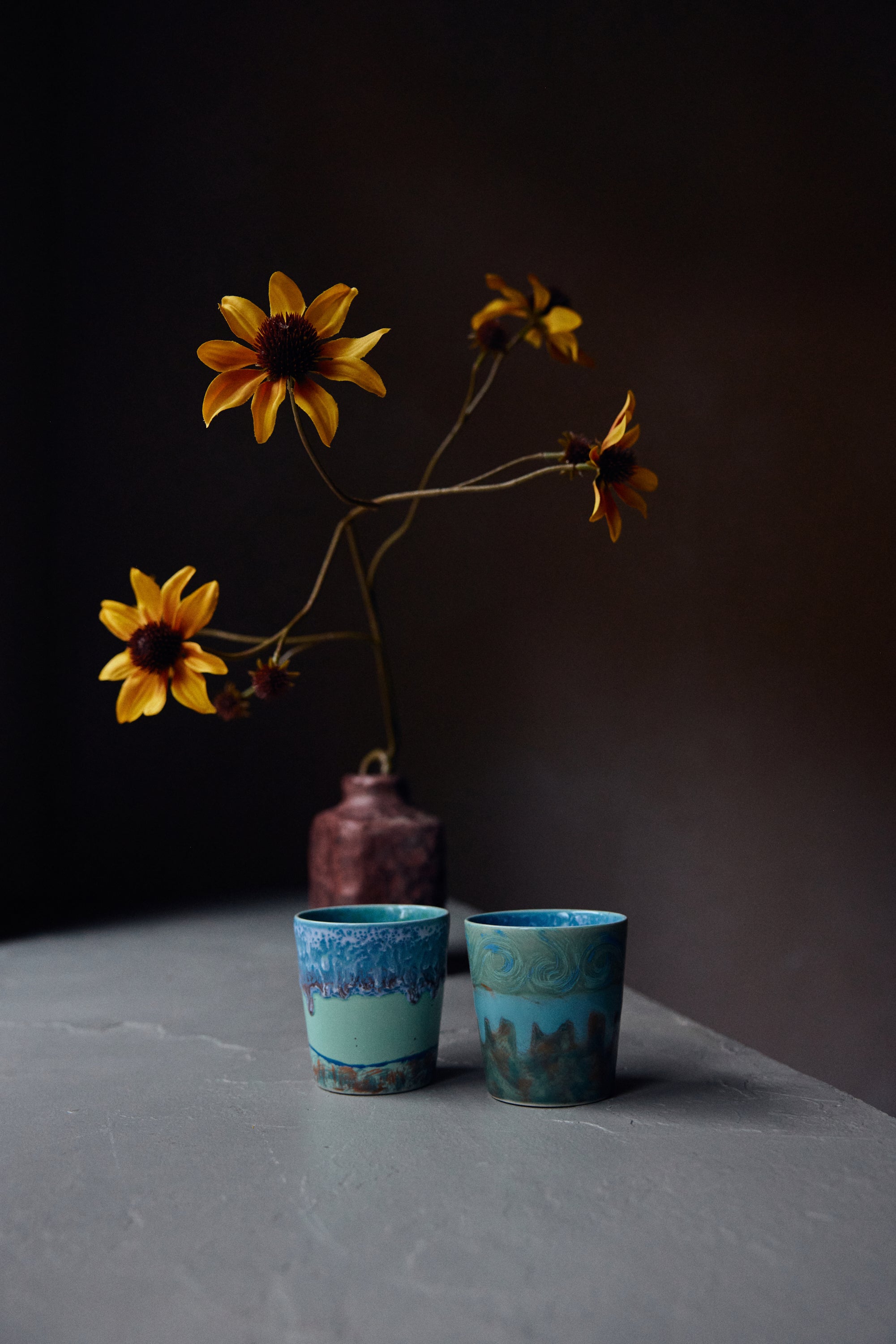 HK Living 70s Ceramics Coffee Mugs Self Portrait Van Gogh / set van 2 - Oosterlinck Home