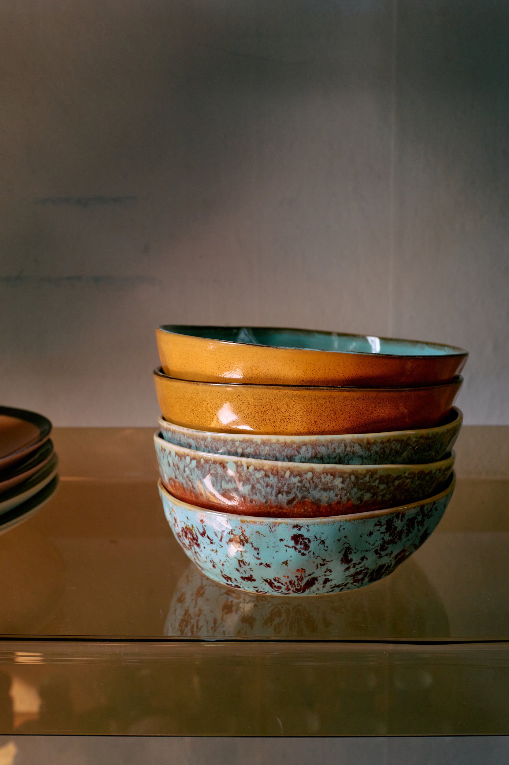 HK Living 70s Ceramics : pasta bowls Patina/ set van 2