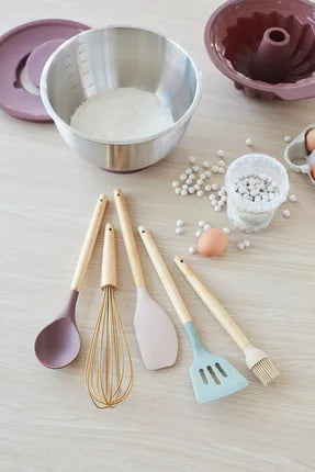 Livwise set keukenhulpjes silicone/hout 5-delig
