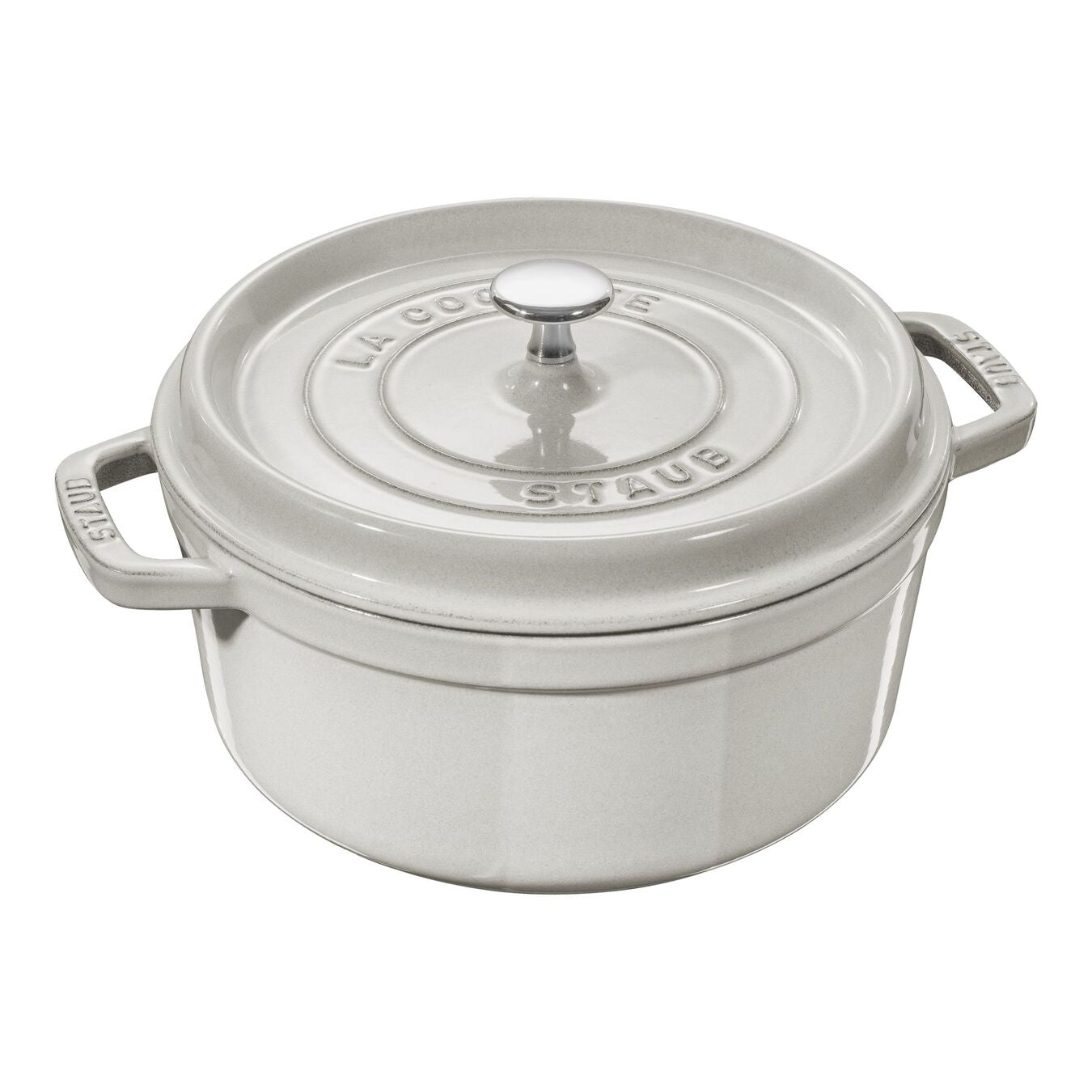 STAUB LA COCOTTE GIETIJZEREN BRAADPAN ROND, WHITE TRUFFLE - TWEE FORMATEN - Oosterlinck