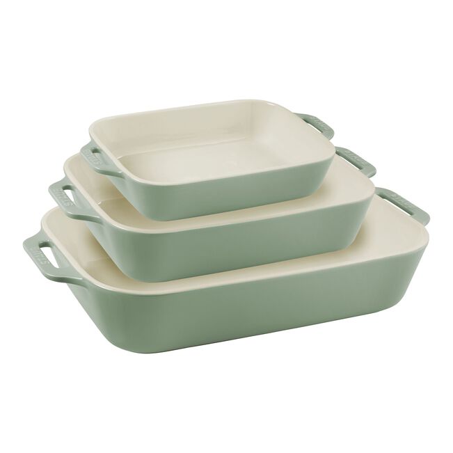 Staub Ceramique ovenschotel set van 3 eucalyptus - Oosterlinck