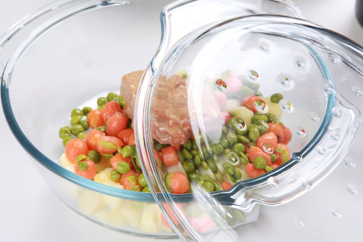 500° Glazen oven-/bewaarschaal rond Grill & Drop - Oosterlinck Home