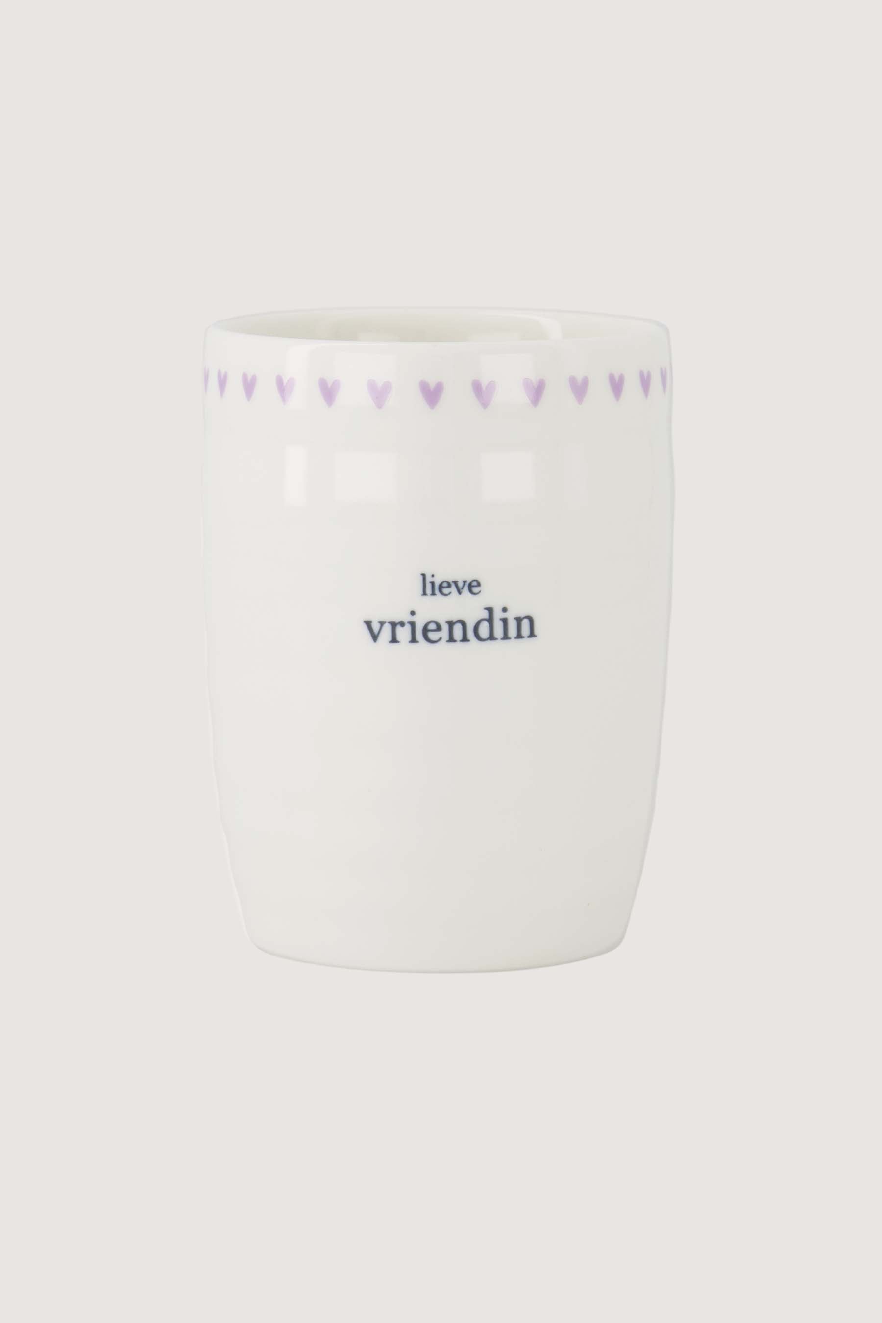 Zusss Koffiemok met lila hartjes "lieve vriendin" - Oosterlinck Home