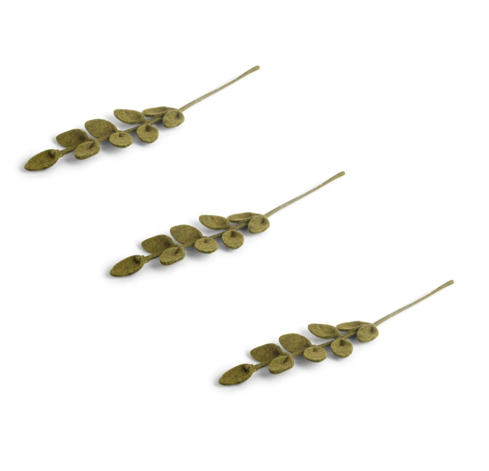 Gry & Sif Groene tak met puntige blaadjes vilt