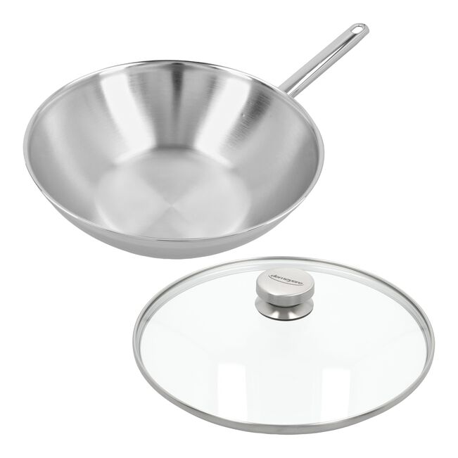 Demeyere Apollo Wok platte bodem - 30cm + GRATIS deksel - Oosterlinck