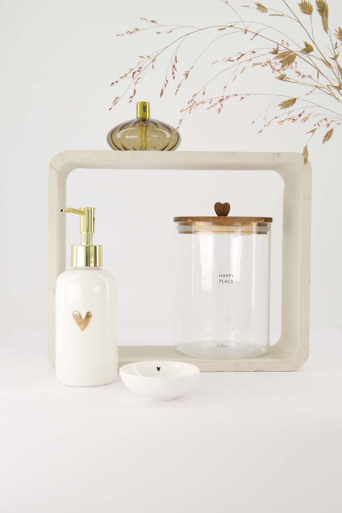 Zusss Voorraadpot glas "happy place"