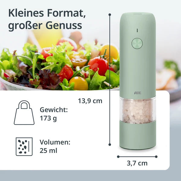 ADE Elektrische mini-kruidenmolen (peper/zout/kruiden)