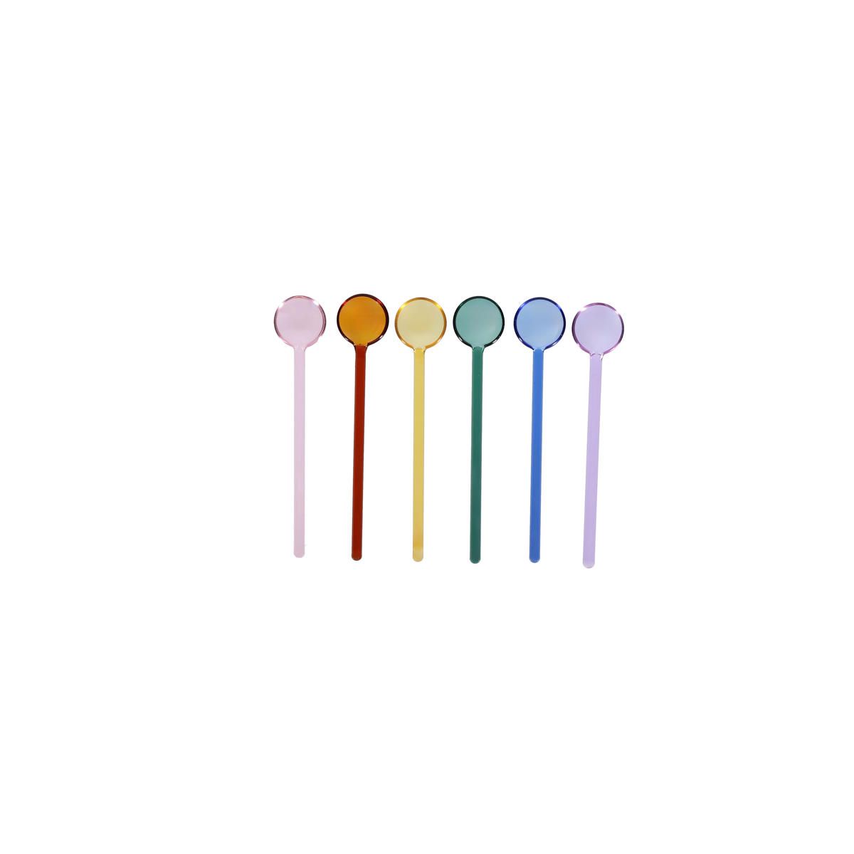 ONA Tilly Glazen koffielepels multicolor - set van 6