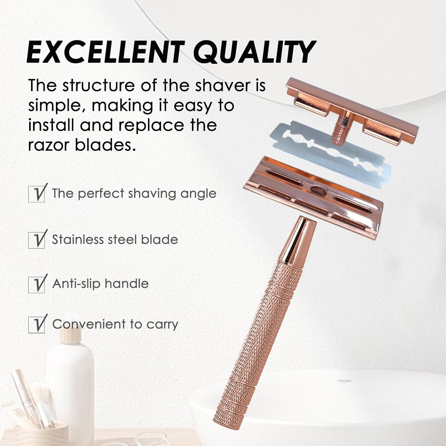 Wondr Safety razor rosé - Oosterlinck Home