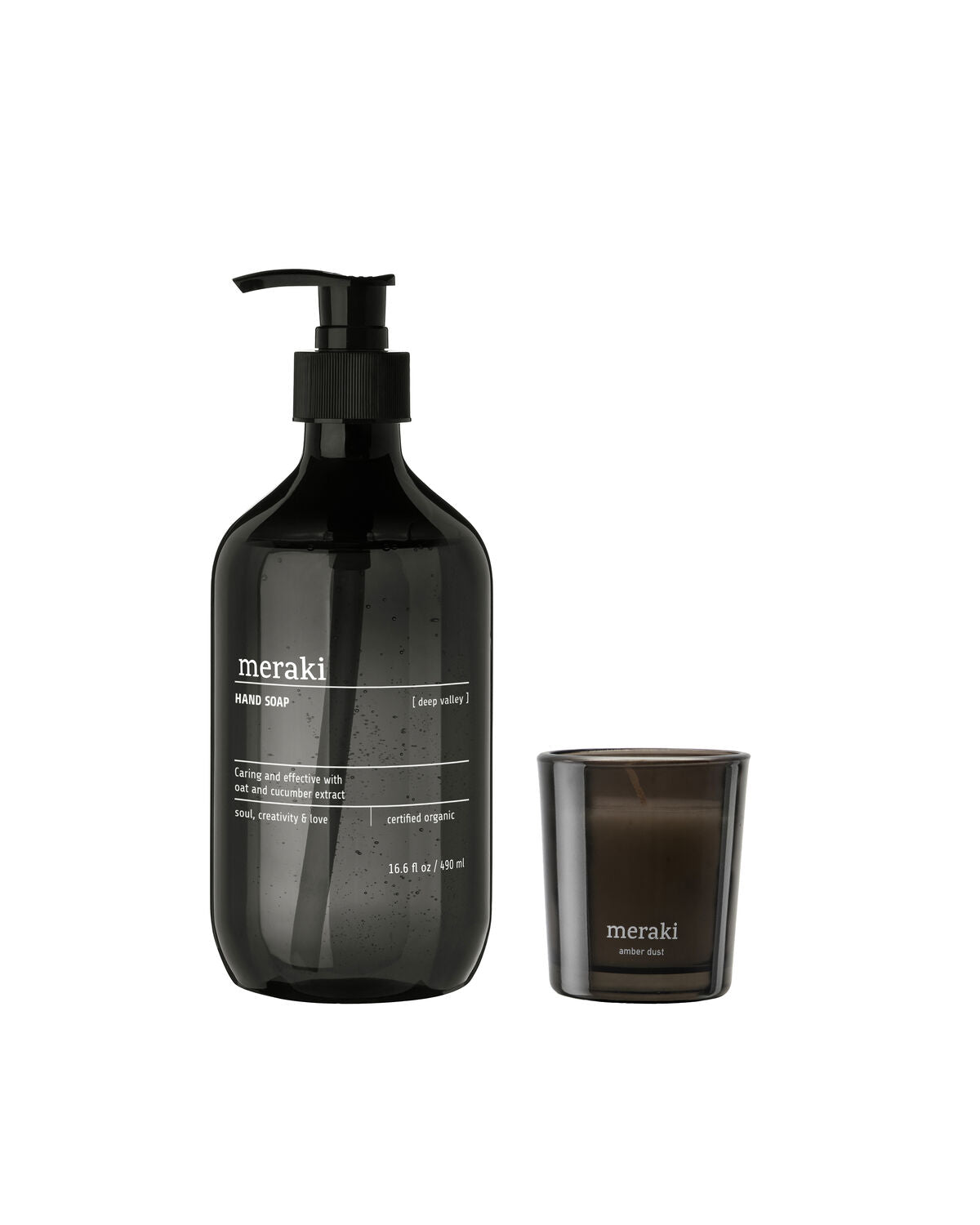 Meraki giftbox met handzeep Deep Valley en geurkaars Amber Dust in stijlvolle verpakking