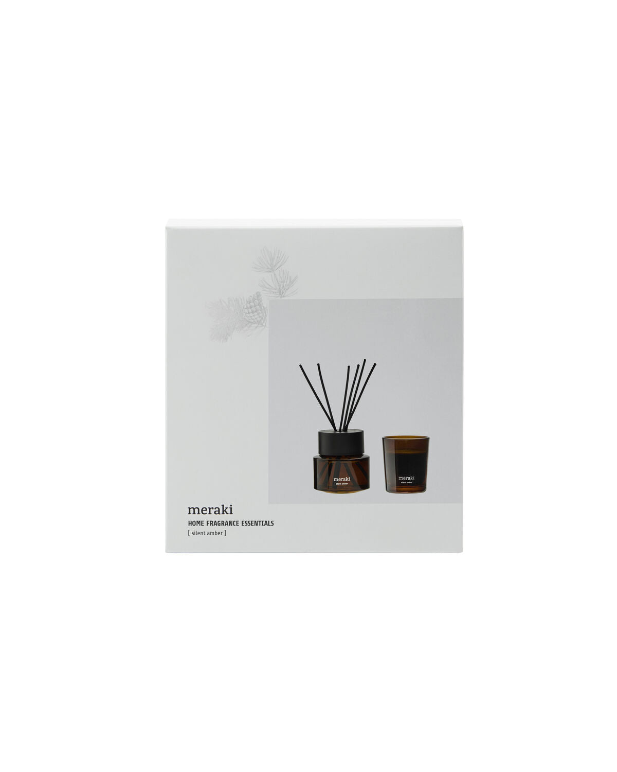 Meraki giftbox met diffuser en geurkaars Silent Amber in stijlvolle amberkleurige verpakking