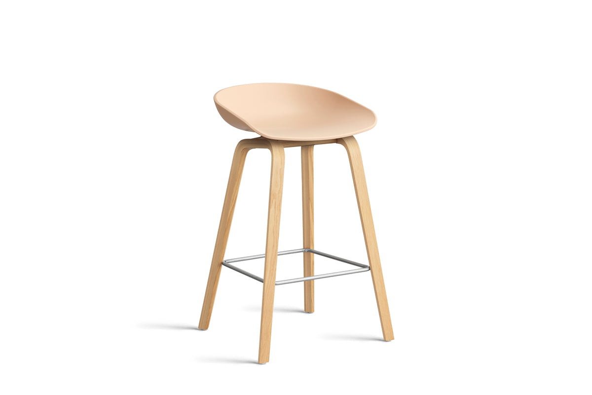 HAY - AAS32 About a stool barkruk - onderstel helder gelakt eik - low - Oosterlinck