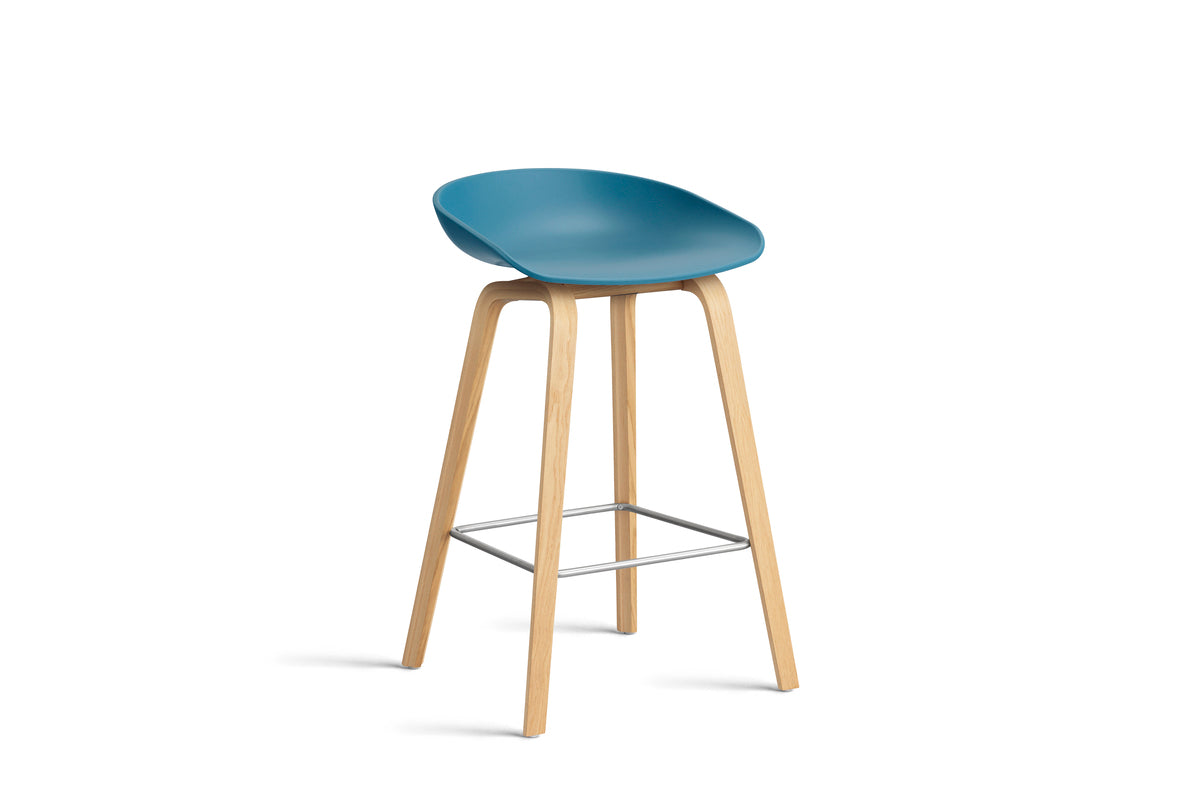 HAY - AAS32 About a stool barkruk - onderstel helder gelakt eik - low - Oosterlinck