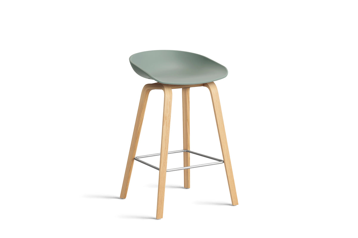 HAY - AAS32 About a stool barkruk - onderstel helder gelakt eik - low - Oosterlinck