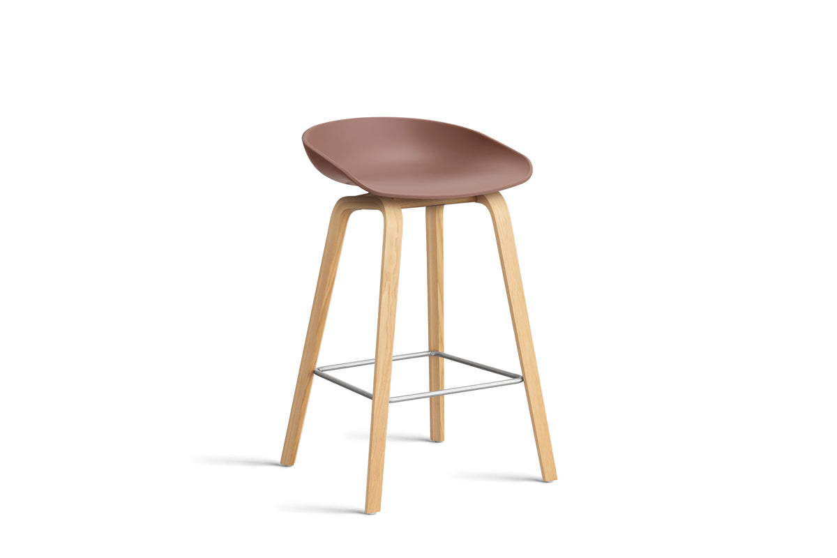HAY - AAS32 About a stool barkruk - onderstel helder gelakt eik - low - Oosterlinck
