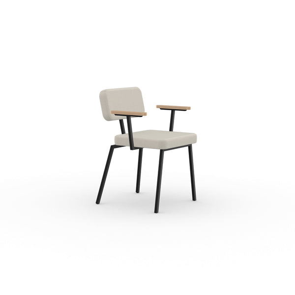 Studio Henk - ODE stoel met armleuning en zwart frame - diverse bekleding. - Oosterlinck