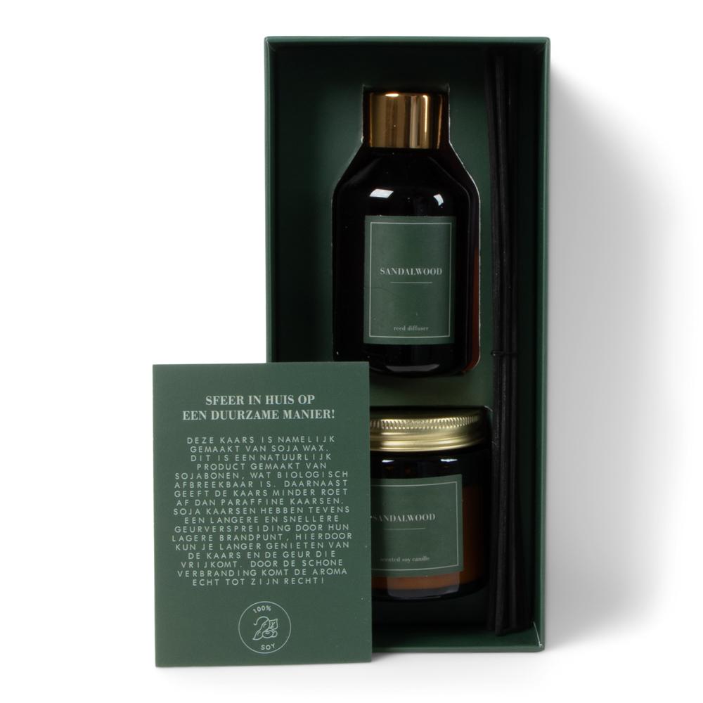 Jens Living Giftbox geurkaars en reed diffuser sandelwood - Oosterlinck