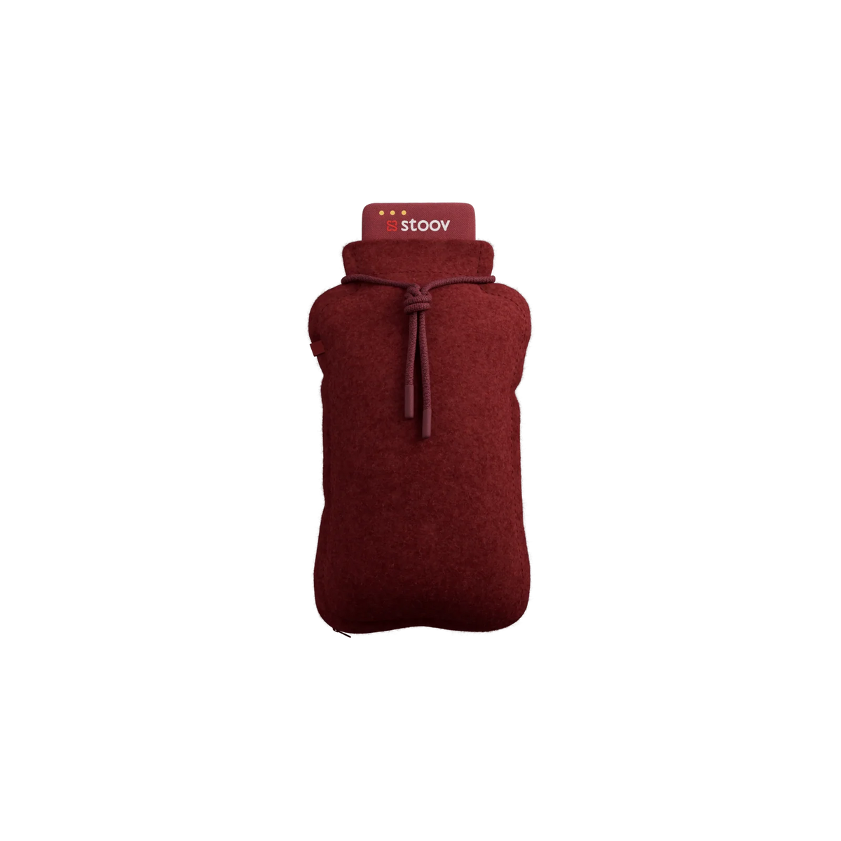 Stoov Homey Flex warmtekussen 25x35cm in roze met zwart logo, oplaadbaar en geschikt voor gebruik op de bank of stoel.