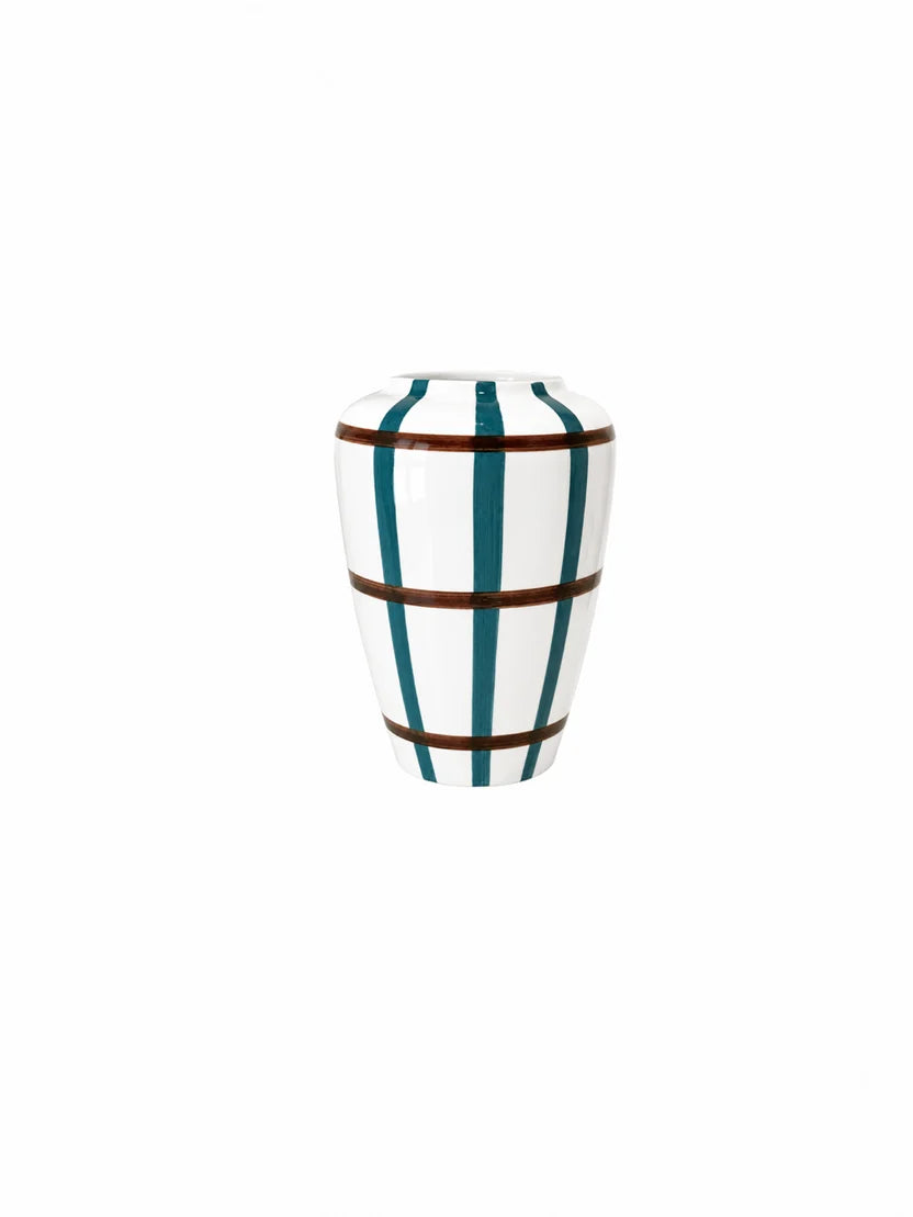 Val Pottery Funky Flower vaas S Carreaux, keramische bloemenvaas met kleurrijke vierkante patronen, handgemaakt en uniek.