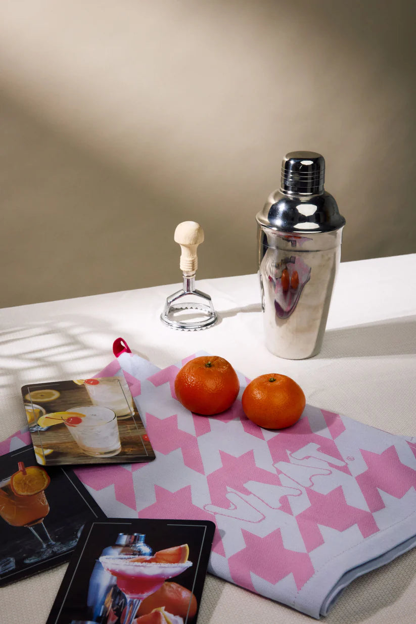 VAAT Handdoeken giftset I Love Pied De Poule roze/blauw