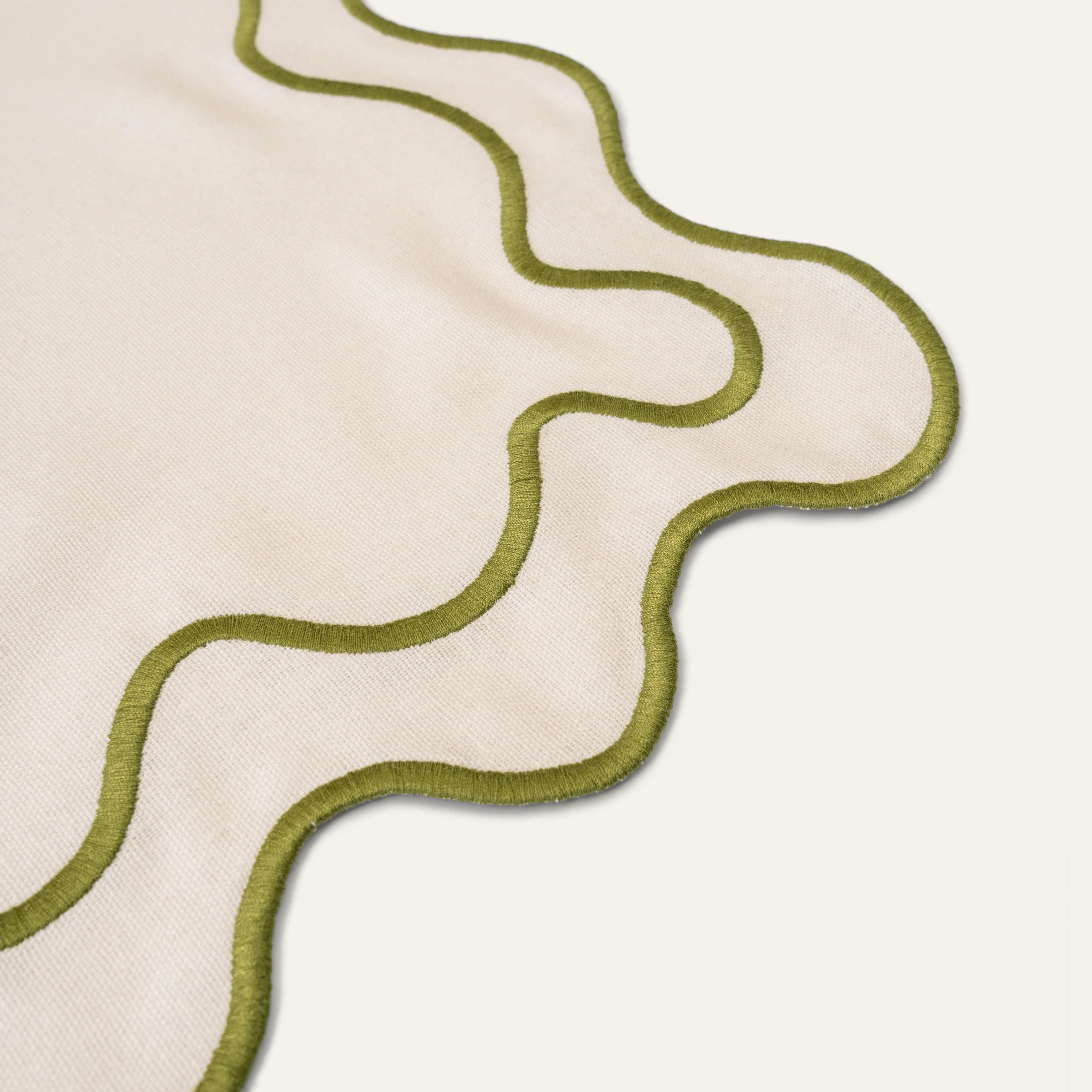 Kulu Club Linnen placemats wavy beige-groen / set van 2