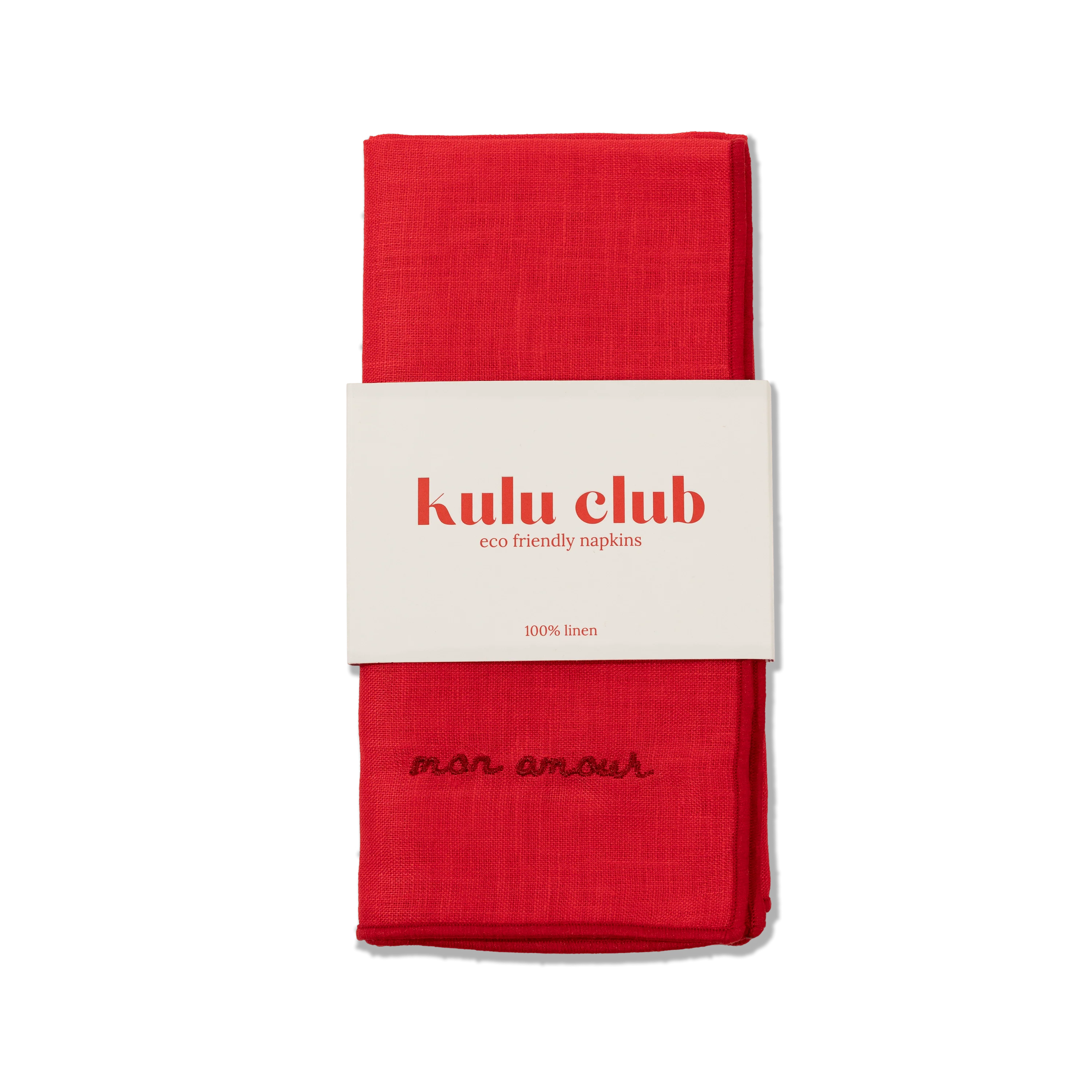 Kulu Club Linnen servetten Mon amour - set van 2