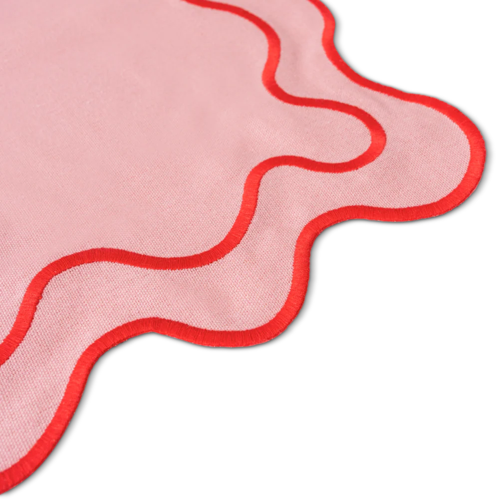 Kulu Club Linnen placemats wavy roze / set van 2