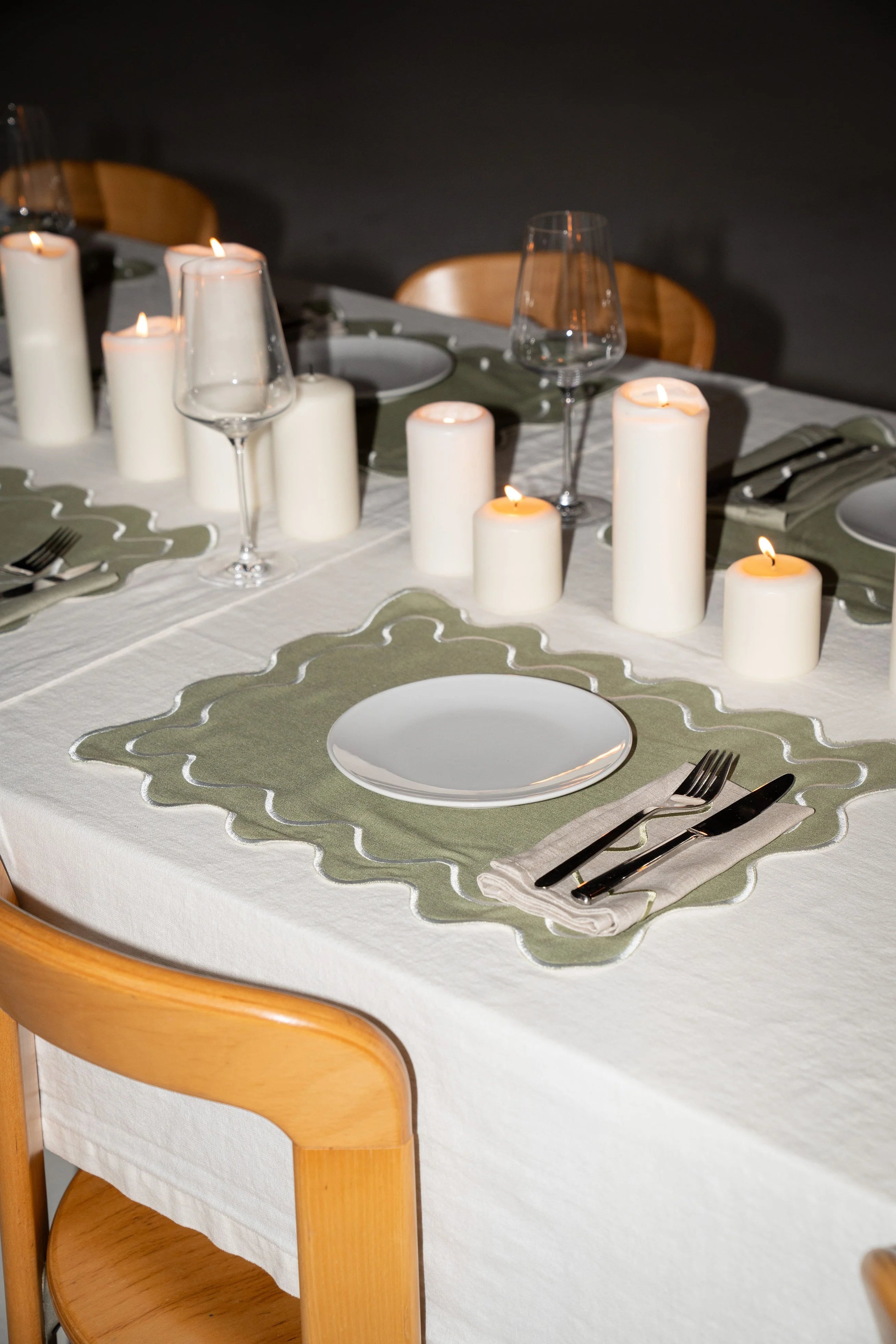 Kulu Club Linnen servetten wavy diverse soorten - set van 2