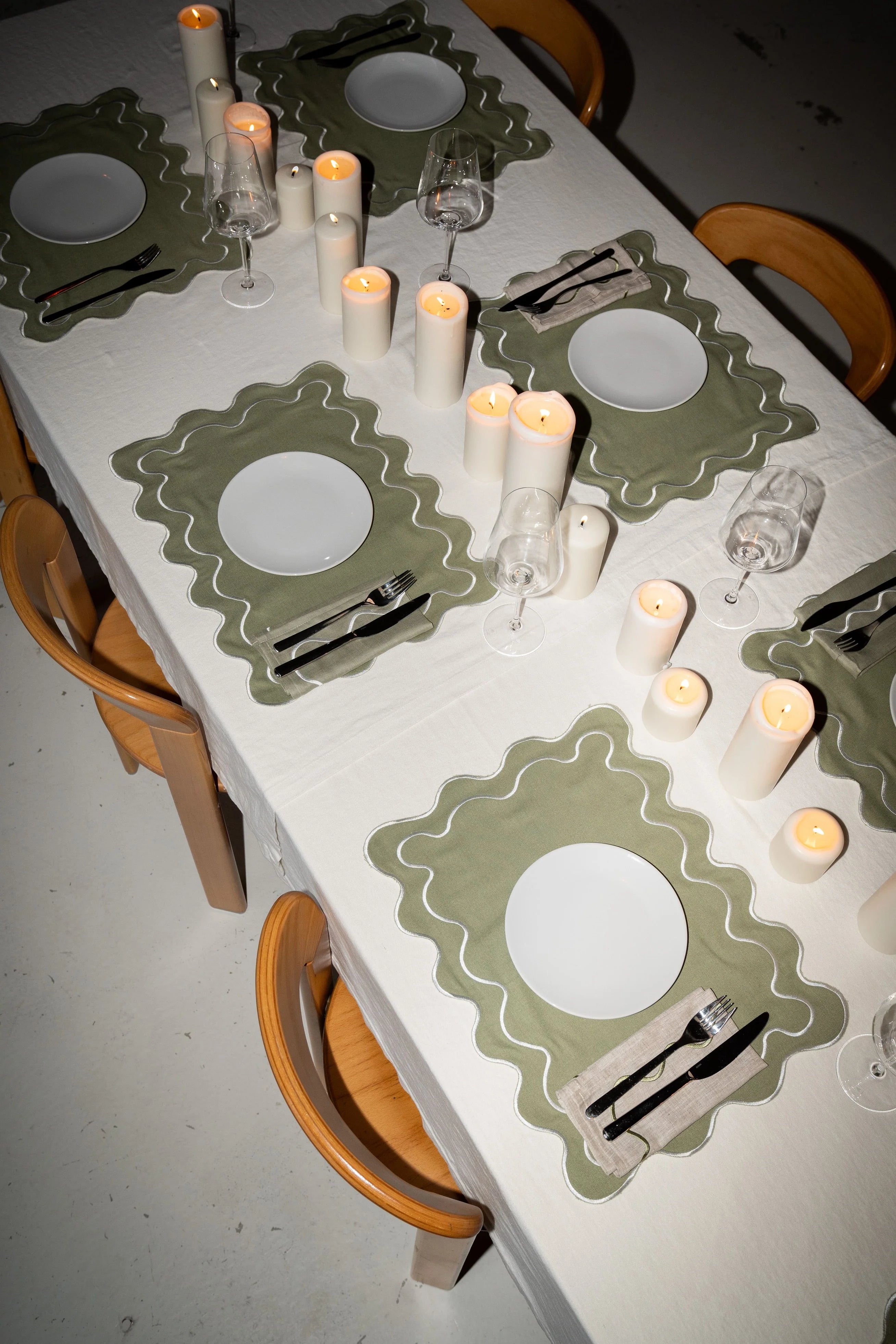 Kulu Club Linnen servetten wavy diverse soorten - set van 2