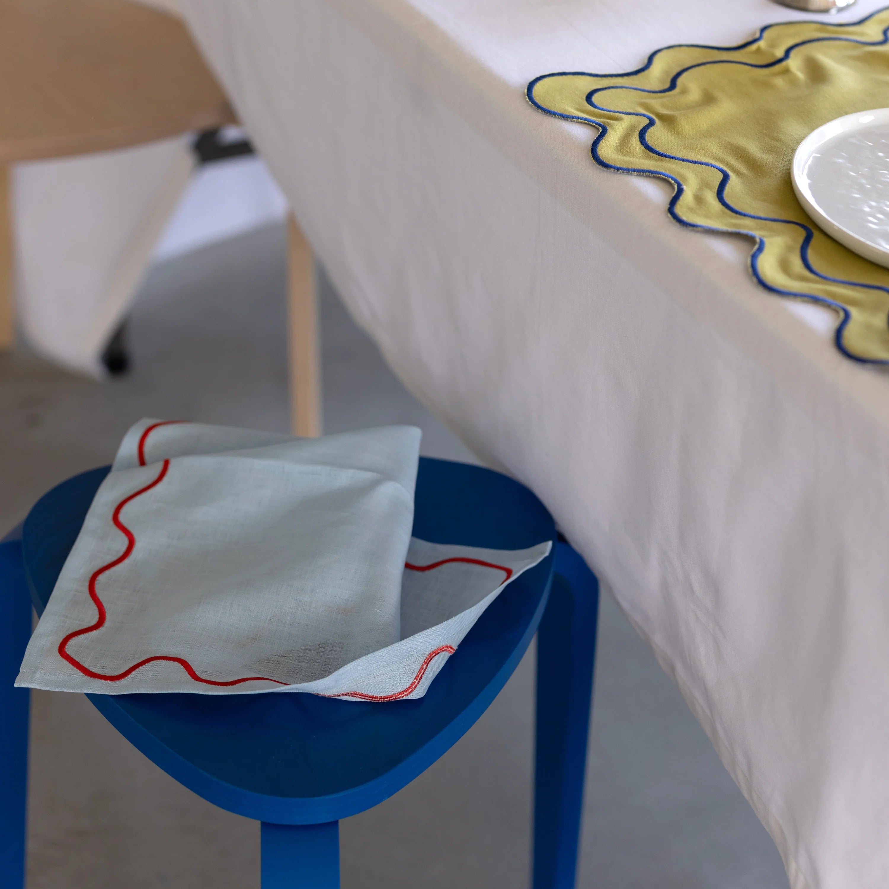 Kulu Club Linnen servetten wavy diverse soorten - set van 2