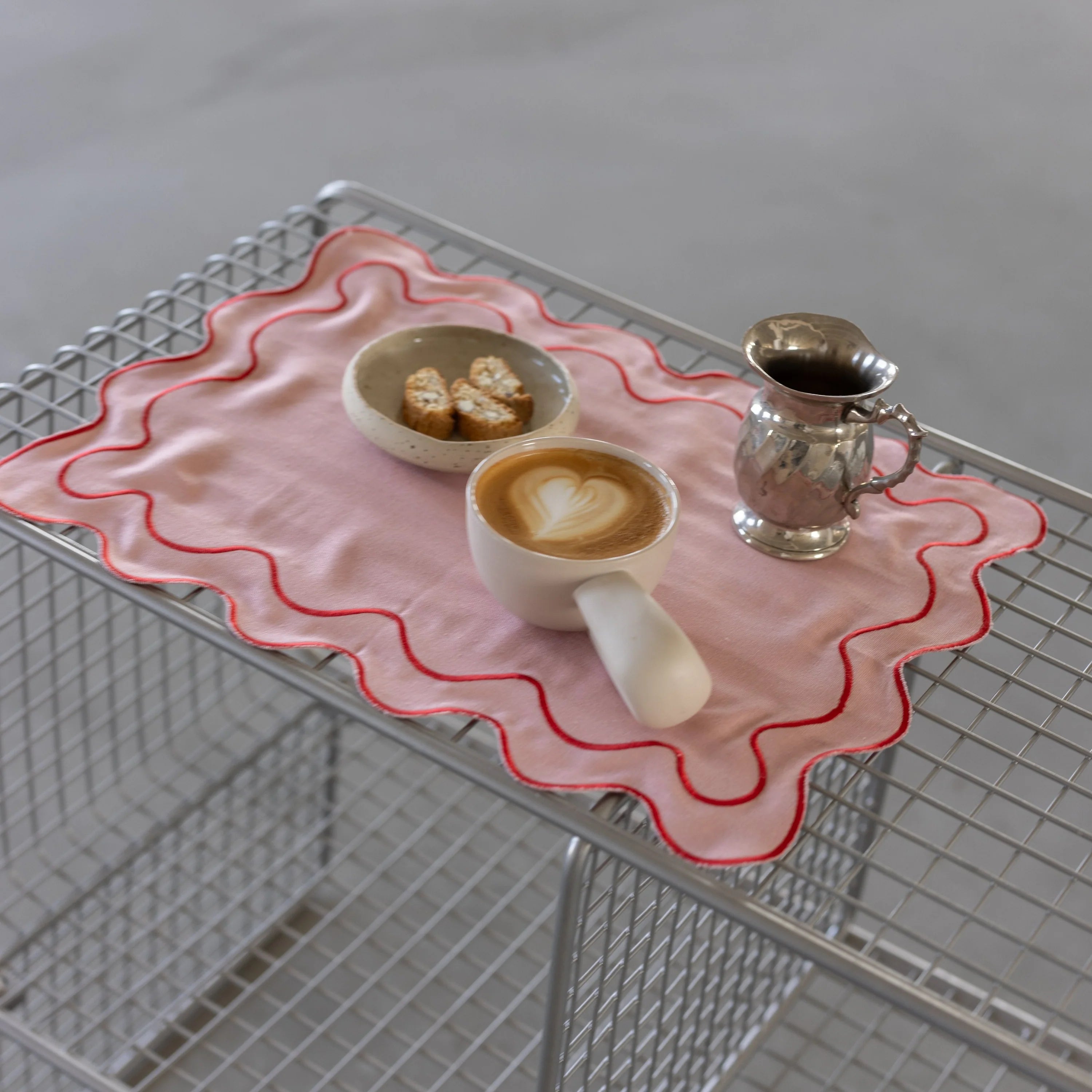 Kulu Club Linnen placemats wavy roze / set van 2