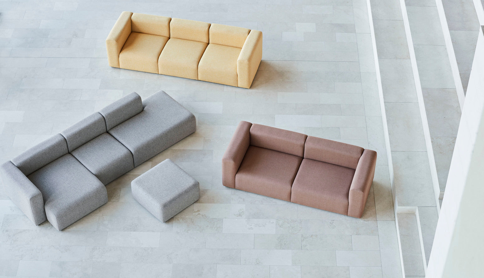 Hay - Mags sofa 3-zit combinatie 1 - Hallingdal 116 grijs - Oosterlinck