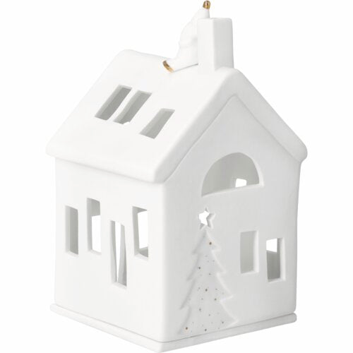 Decoratieve Räder Lichthuis met Rudolf, houten kersthuis met lichtdecoratie voor de feestdagen.