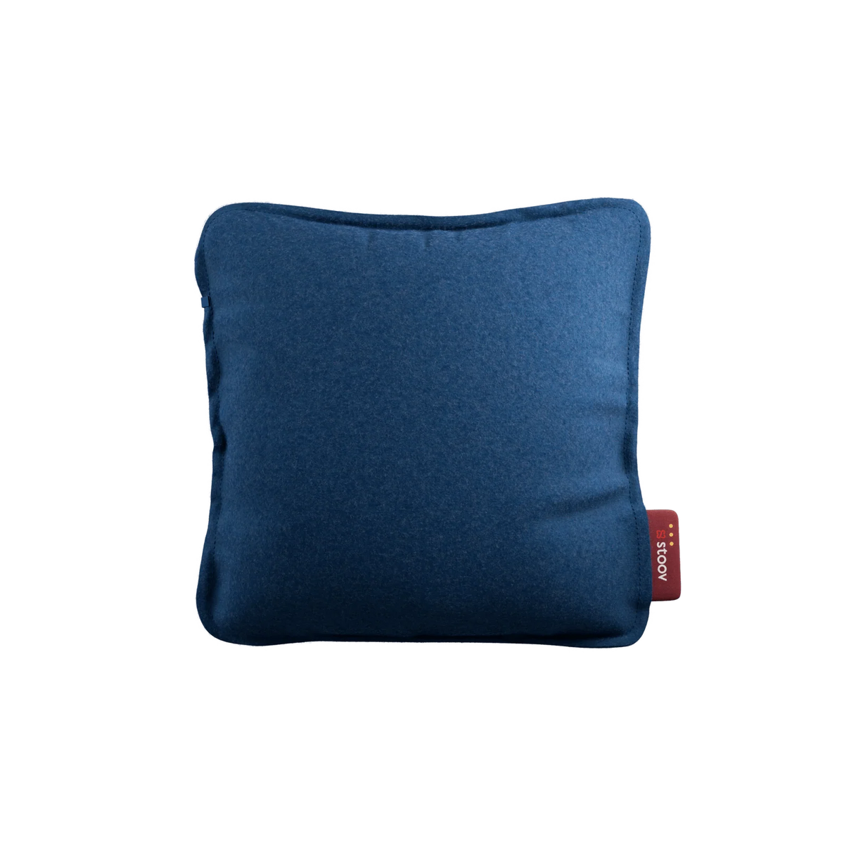 Stoov Ploov Flex warmtekussen 45x45cm, oplaadbaar en zacht, in blauw met een plat, comfortabel ontwerp voor extra warmte.