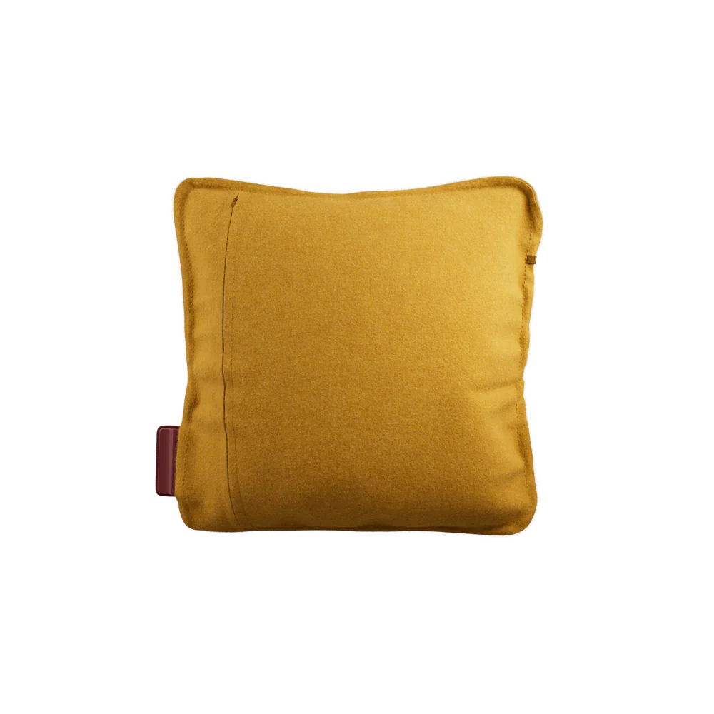 Stoov Ploov Flex warmtekussen 45x45cm in zonnig geel, oplaadbaar, comfortabel kussen voor warmte en ontspanning.