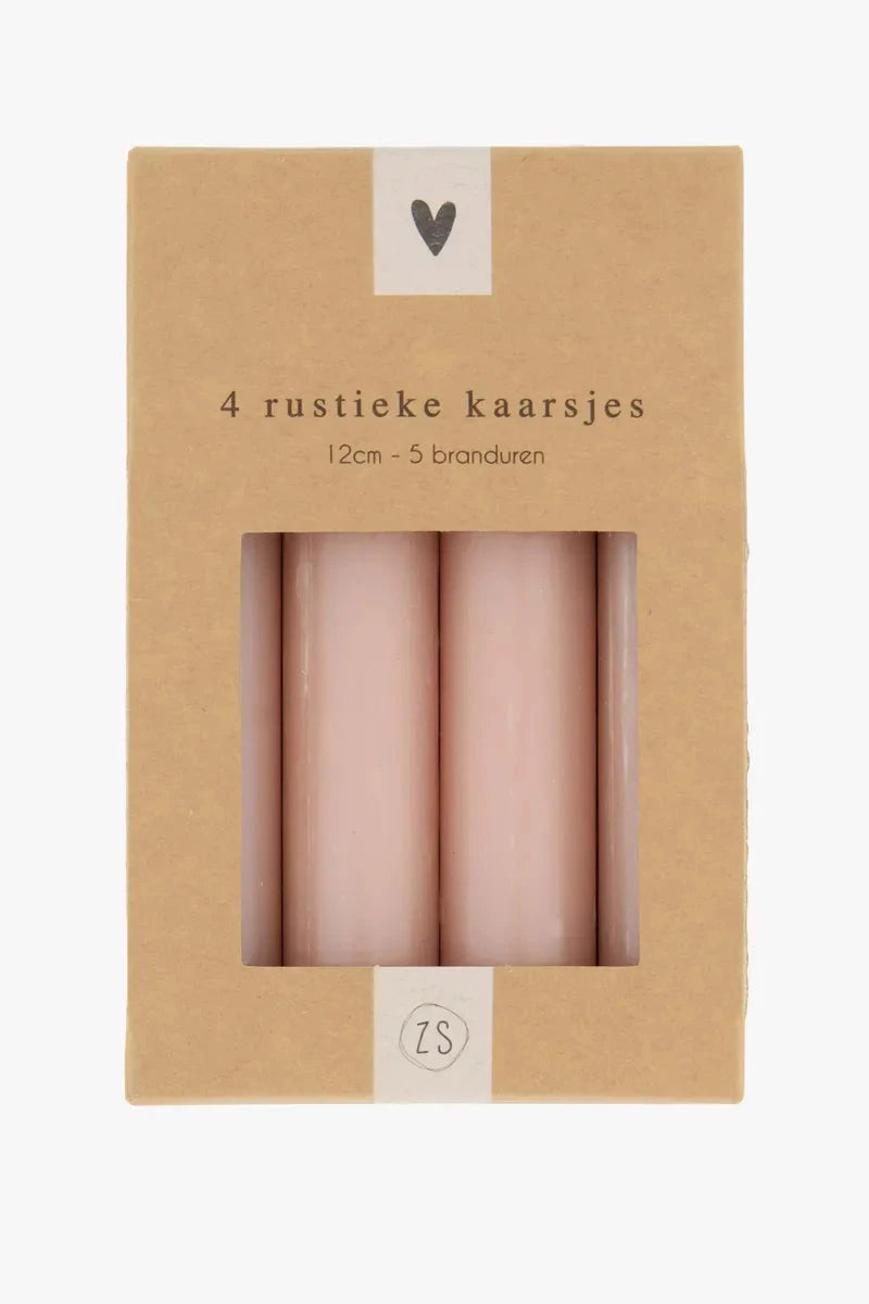ZUSSS Kaarsen terra roze of grijsblauw / doosje van 4 - Oosterlinck