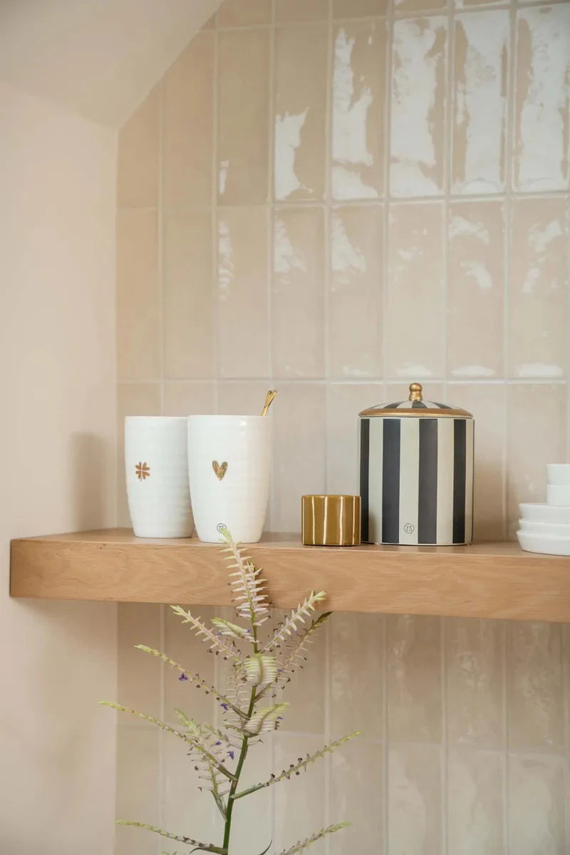 ZUSSS Keramische geurkaarsje met houten deksel - varianten - Oosterlinck