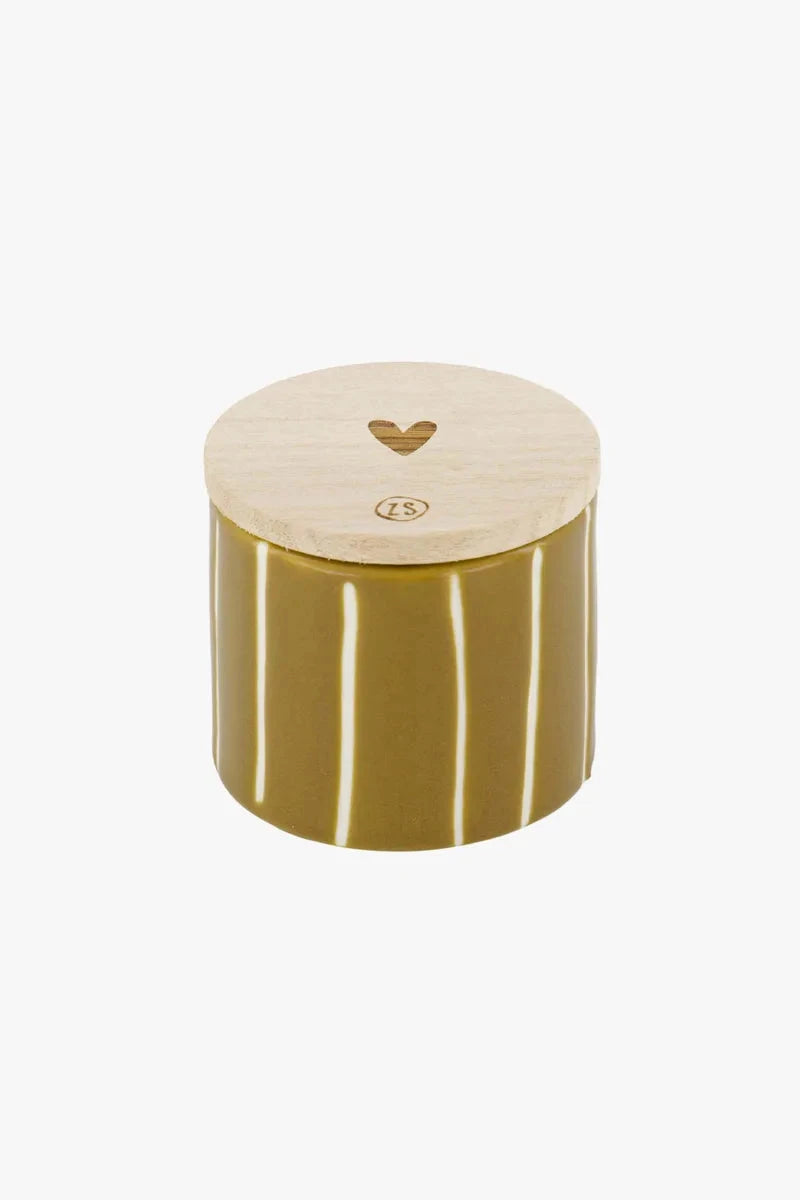 ZUSSS Keramische geurkaarsje met houten deksel - varianten - Oosterlinck