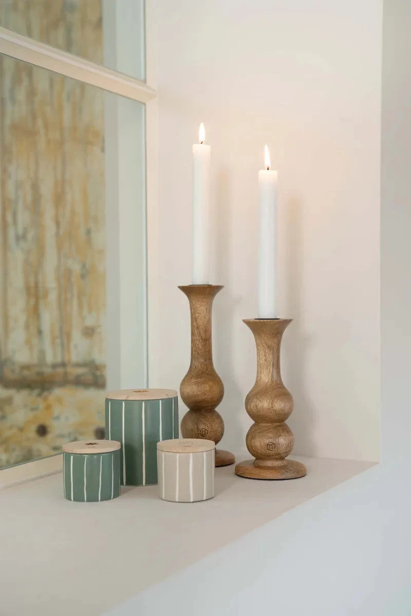 ZUSSS Keramische geurkaarsje met houten deksel - varianten - Oosterlinck