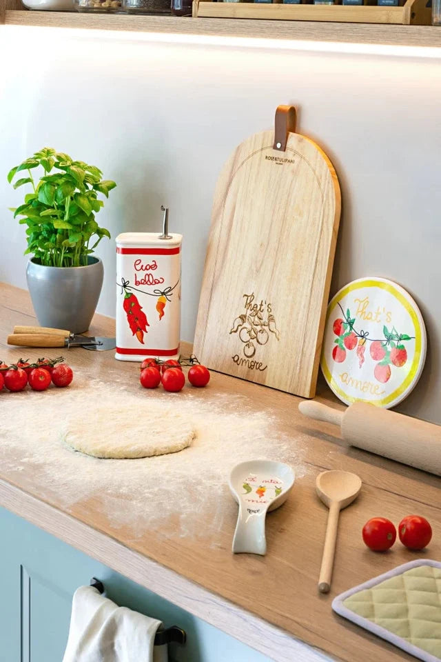 Rose & Tulipani Pizzasnijplank "Amore" met 2 messen