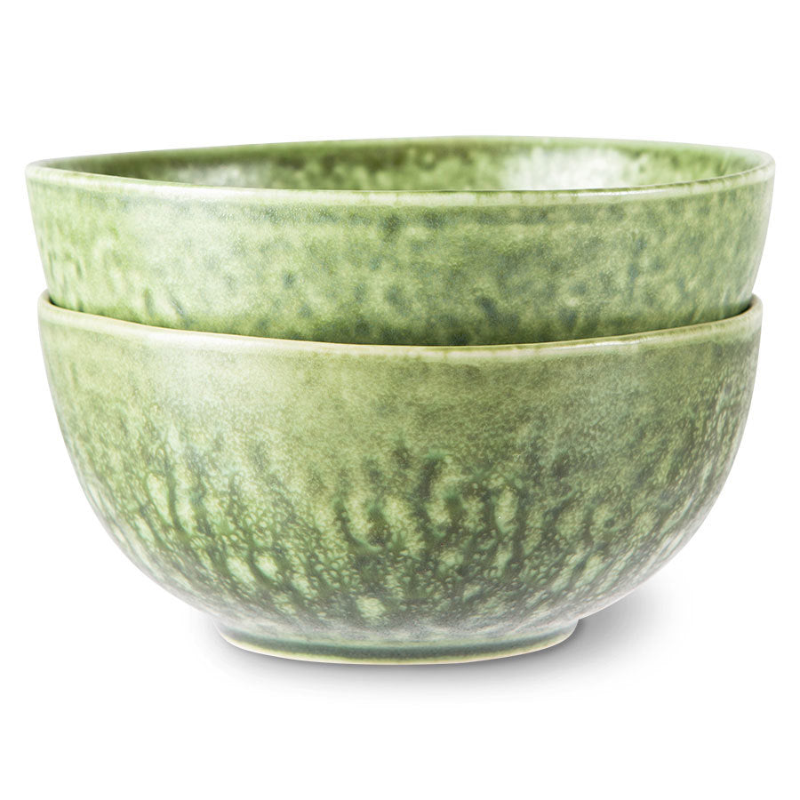 HK Living The Emeralds: Ceramic bowls green - 2 varianten - Oosterlinck