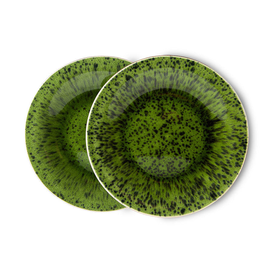 HK Living The Emeralds: Ceramic side plate spotted green - set van 2 - Oosterlinck