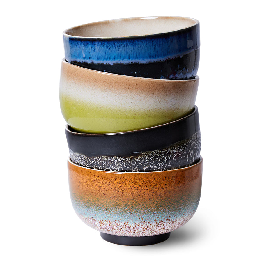 HK Living - 70s ceramics: Noodle bowls Groovy - set van 4 - Oosterlinck