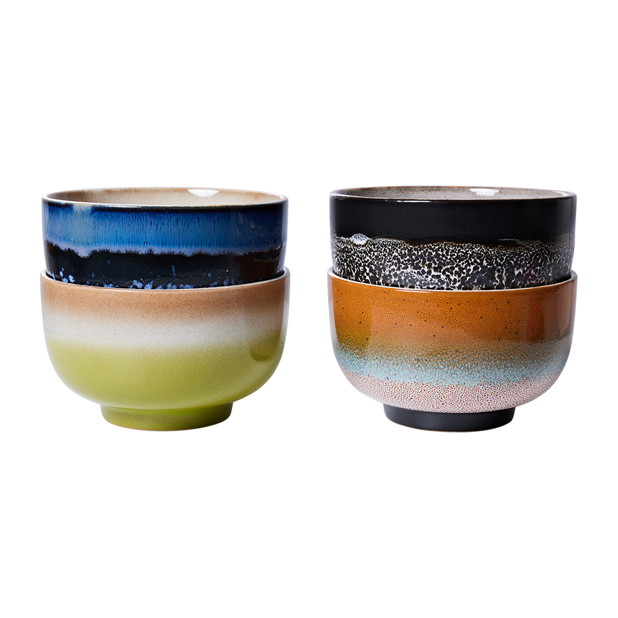 HK Living - 70s ceramics: Noodle bowls Groovy - set van 4 - Oosterlinck