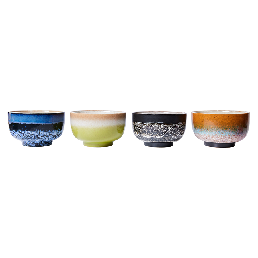 HK Living - 70s ceramics: Noodle bowls Groovy - set van 4 - Oosterlinck