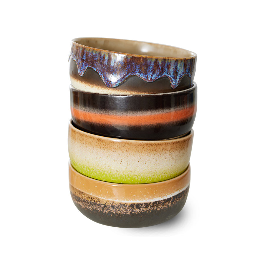 HK Living - 70s ceramics: Dessert bowls Humus - set van 4 - Oosterlinck